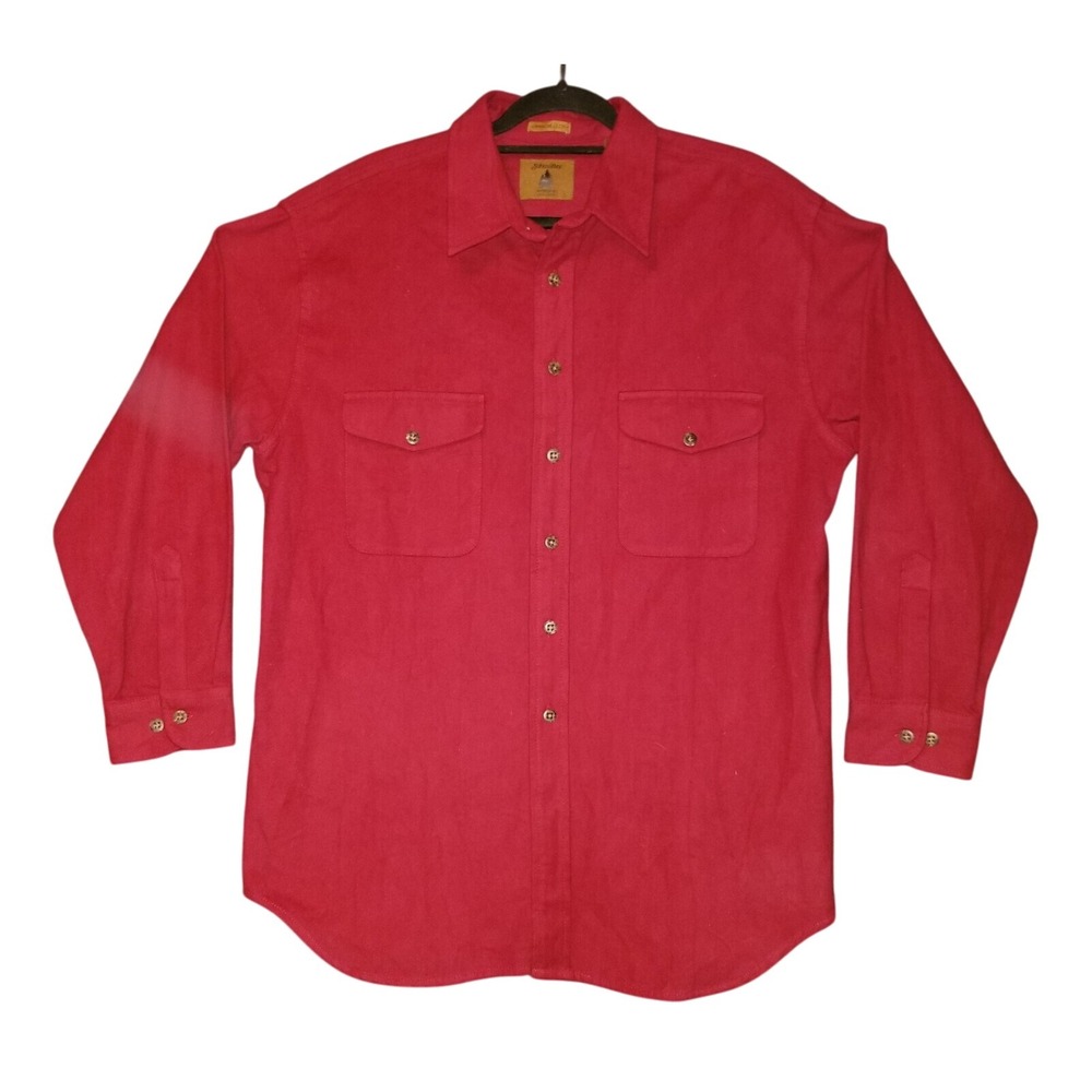 St. John's Bay Chamois Cloth Shirt Men's Large Red Shacket Brushed Flannel - Picture 1 of 7